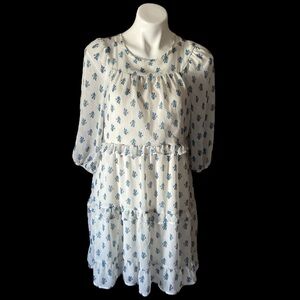 Wonder Nation White And Blue Floral Fit And Flare Boho Dress Girls Size XXL